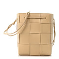 Lambskin Maxi Intrecciato Small Cassette Crossbody Bucket Bag Porridge