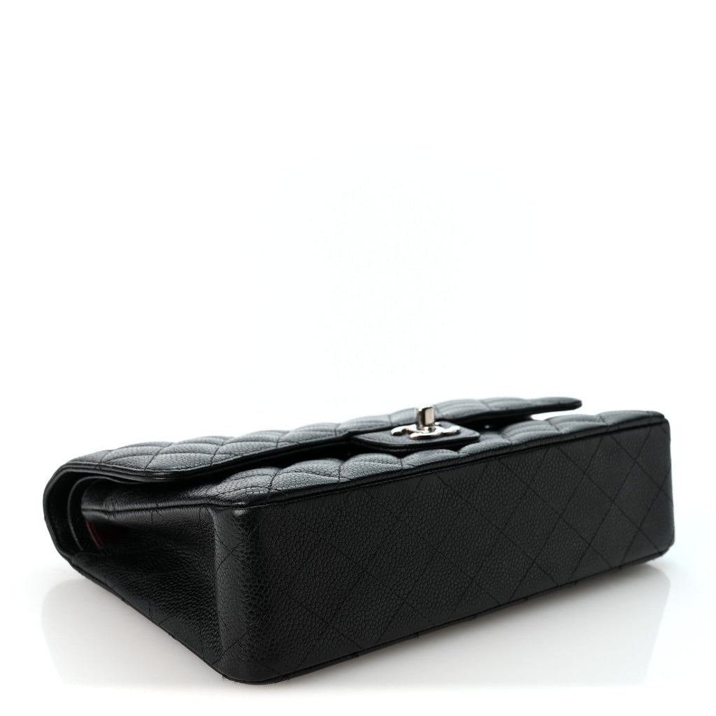 Caviar Quilted Medium Double Flap Black