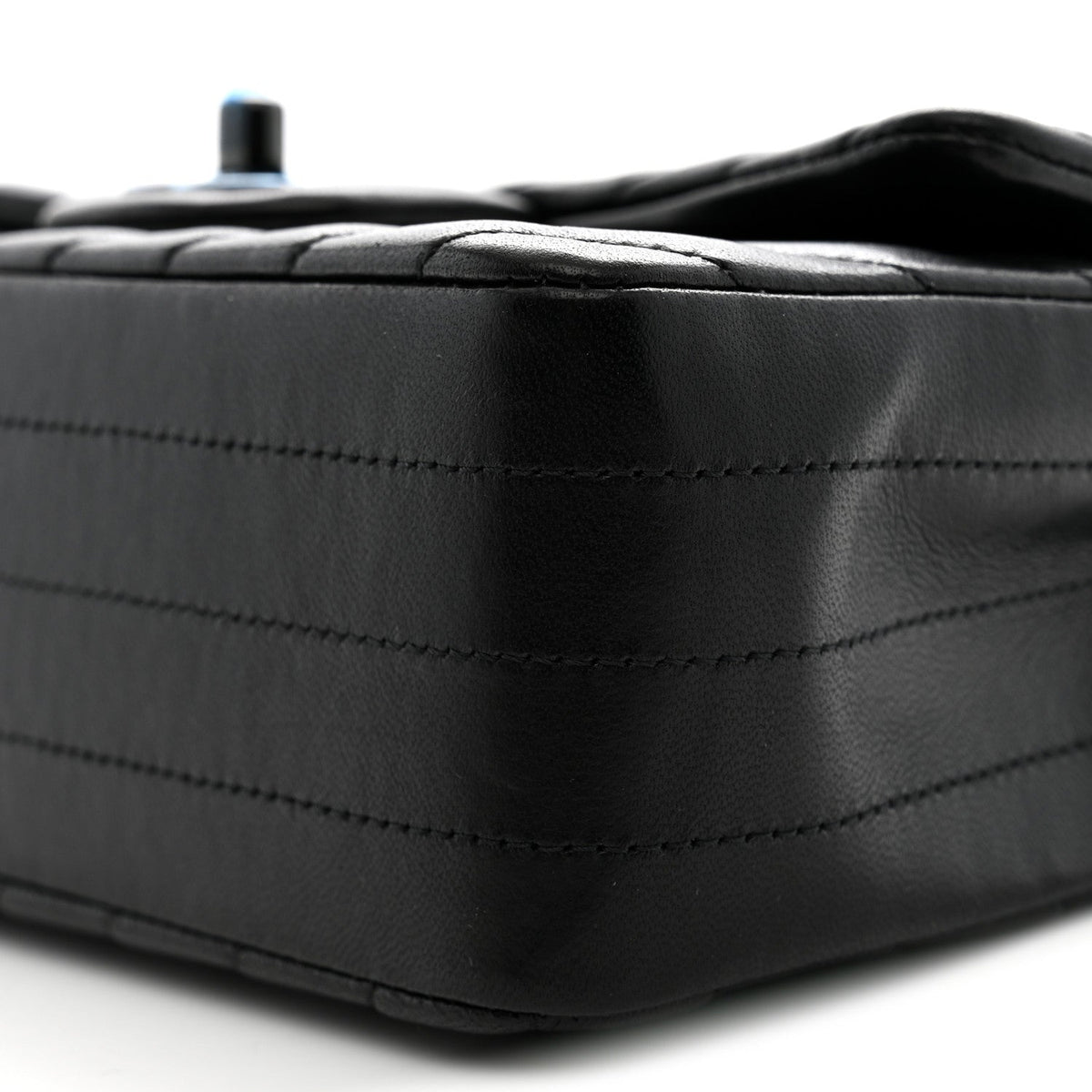 Lambskin Chevron Quilted Mini Rectangular Flap So Black