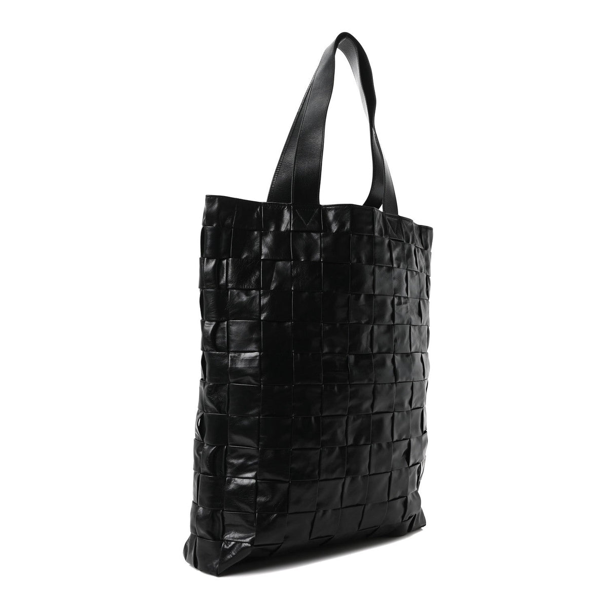 Paper Calfskin Maxi Intrecciato Cassette Tote Black