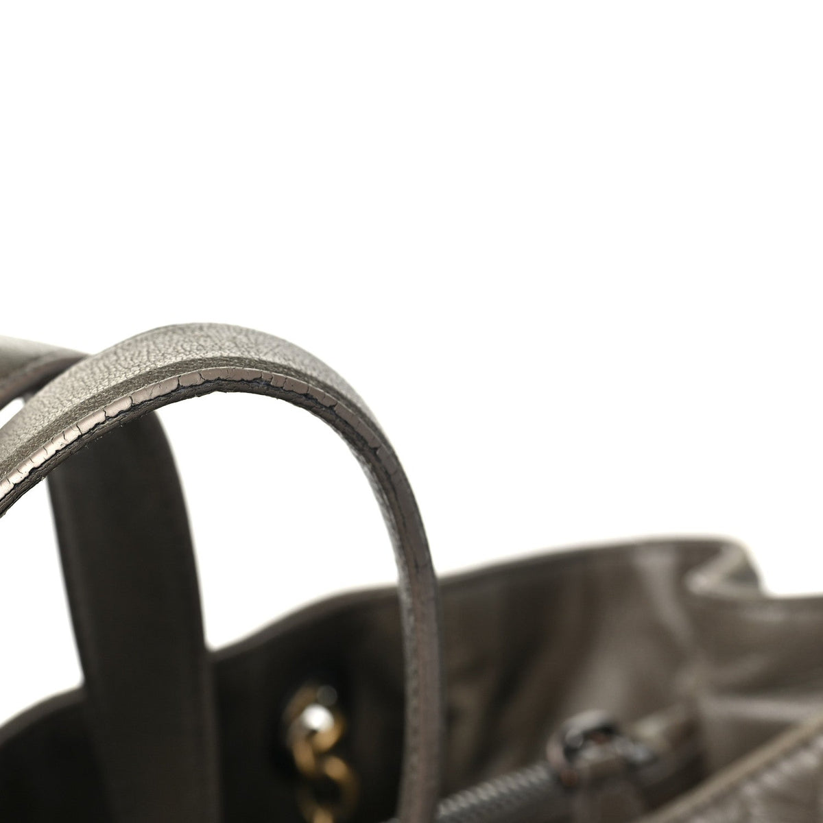 Nappa Intrecciato Medium Classic Chain Strap Tote Taupe Grey