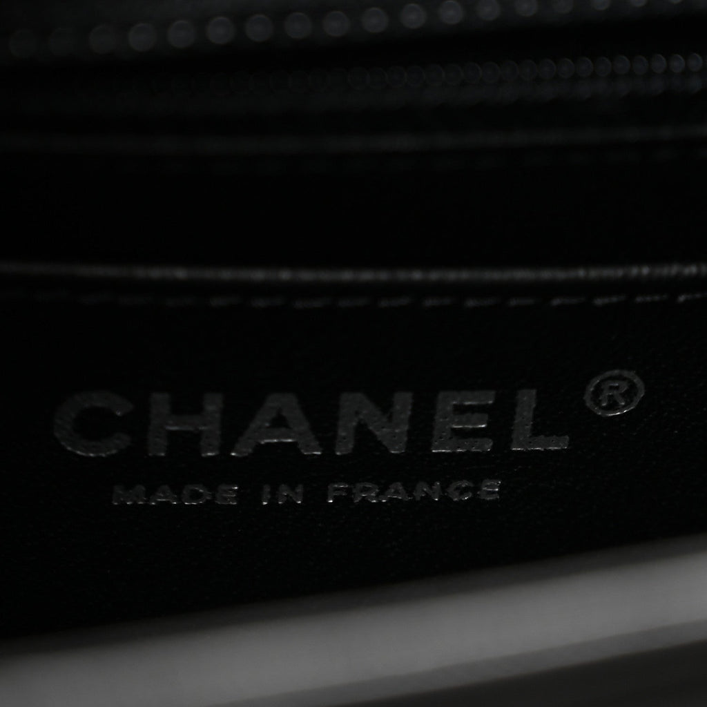Lambskin Chevron Quilted Mini Square Flap Black