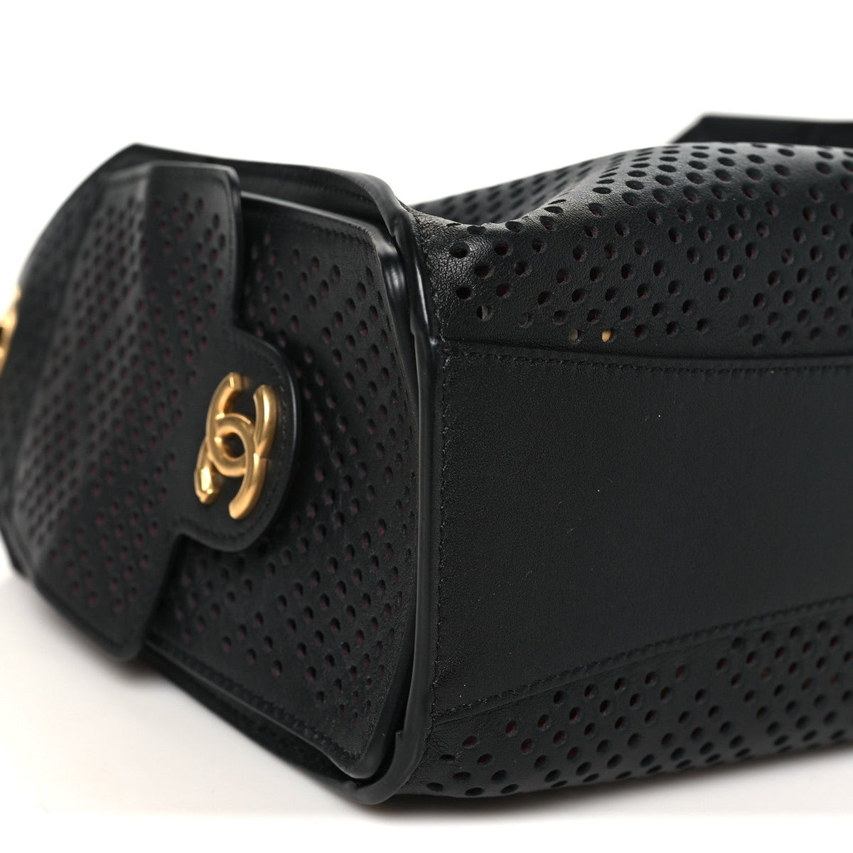 Perforated Calfskin Mini Chanel 25 Handbag Black