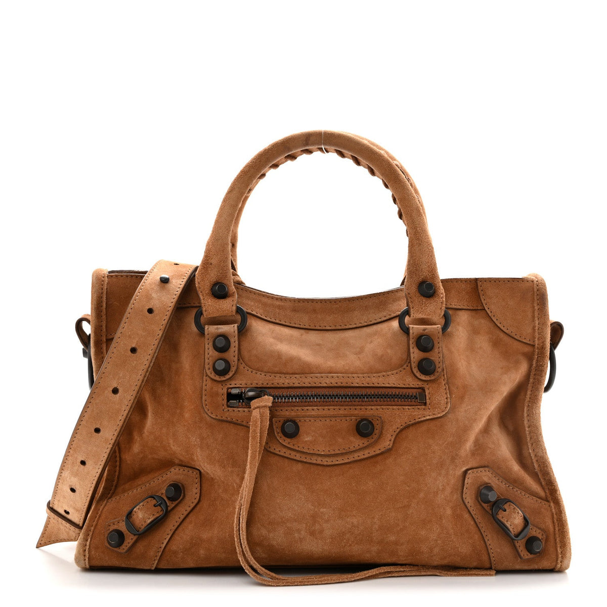 Waxed Suede Calfskin Classic Hardware Small Le City Camel