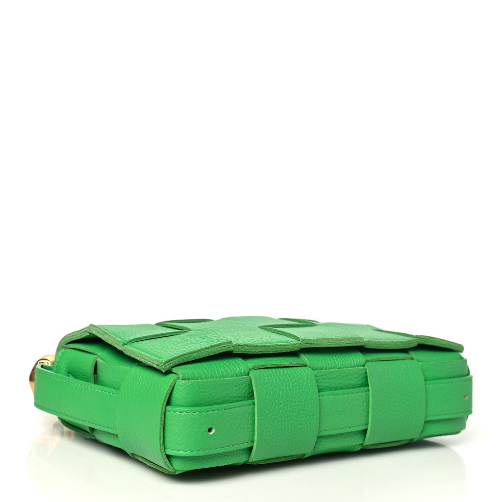 Grained Calfskin Maxi Intrecciato Cassette Crossbody Bag Parakeet