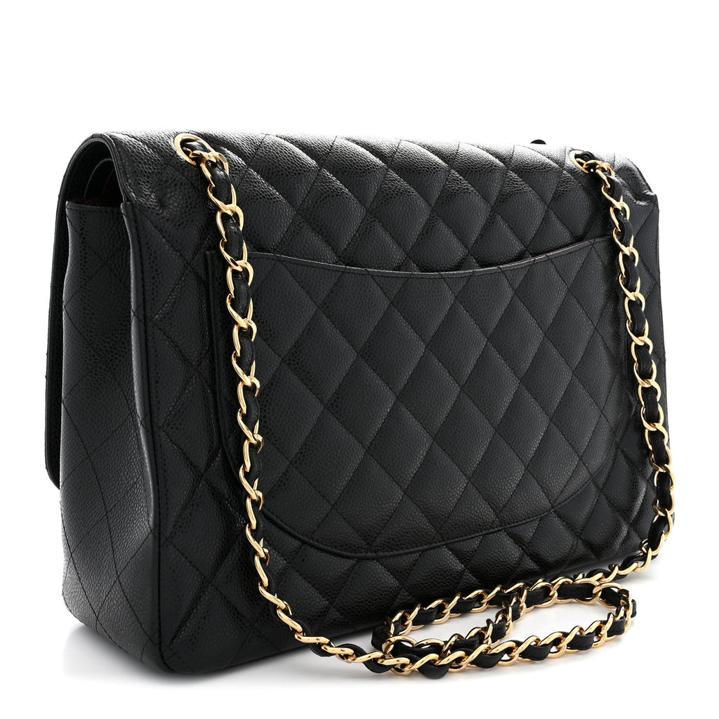 Caviar Quilted Maxi Double Flap Black