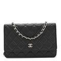 Caviar Quilted Wallet on Chain WOC Black