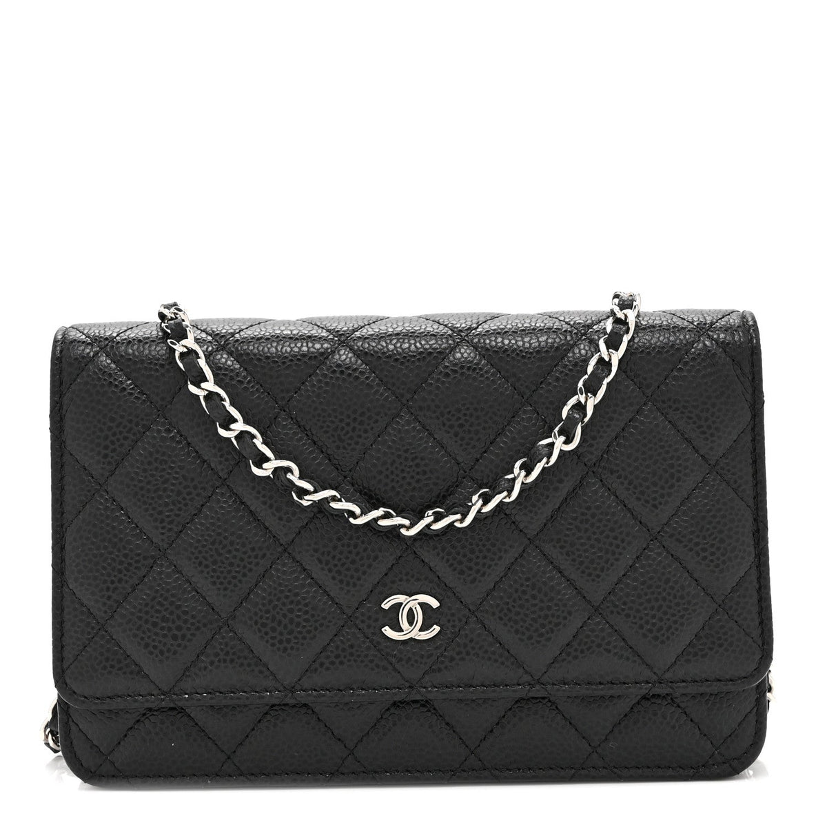 Caviar Quilted Wallet on Chain WOC Black