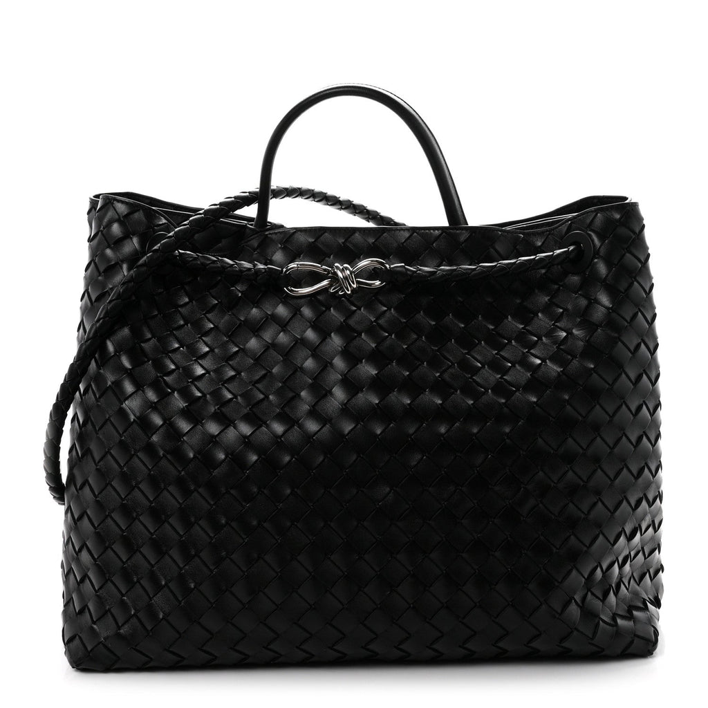 Nappa Intrecciato Large Andiamo Shoulder Bag Black