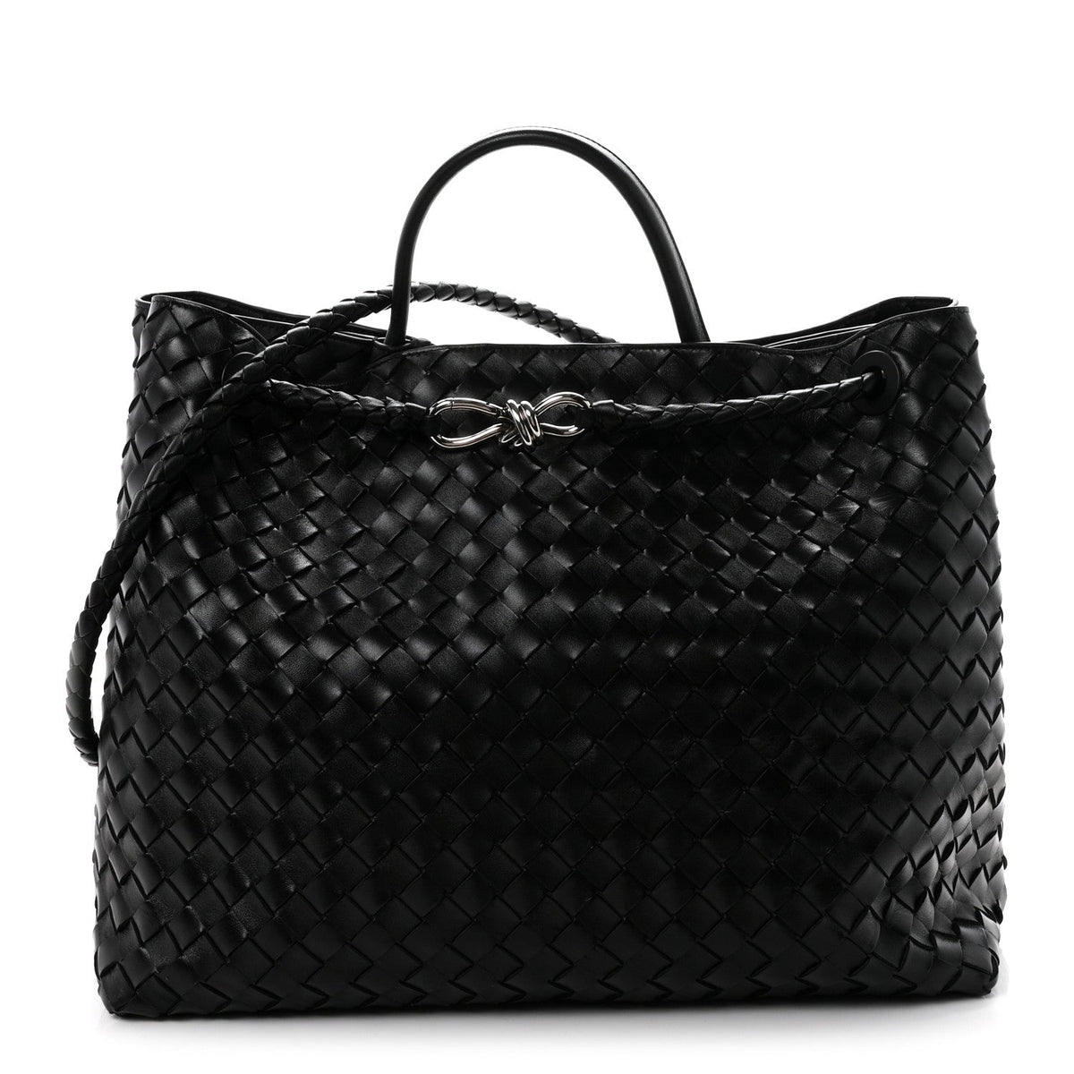 Nappa Intrecciato Large Andiamo Shoulder Bag Black