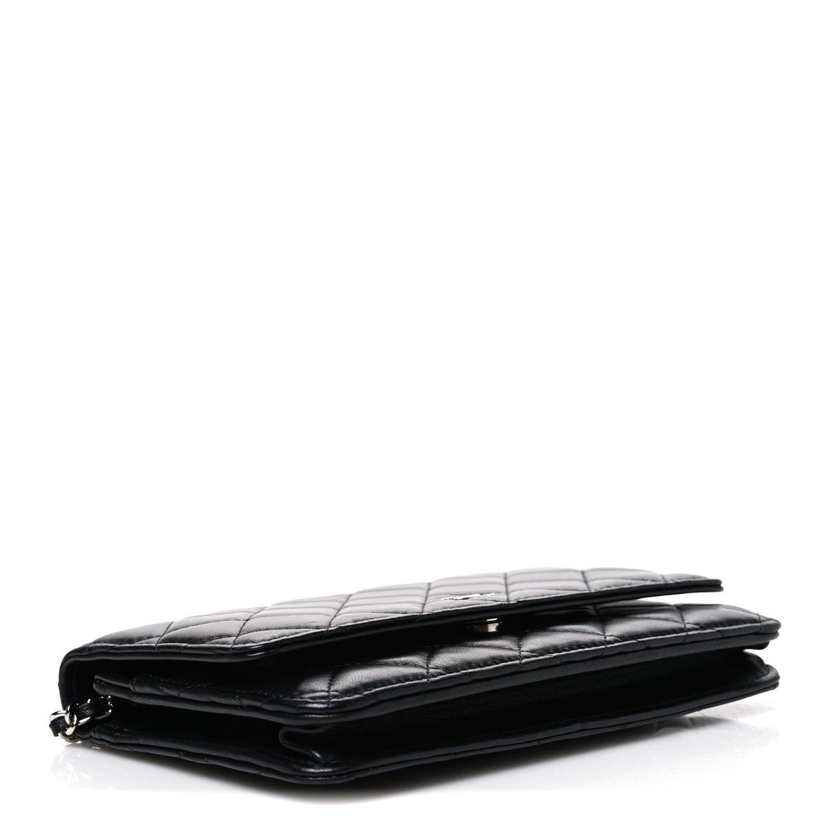 Lambskin Quilted Wallet On Chain WOC Black