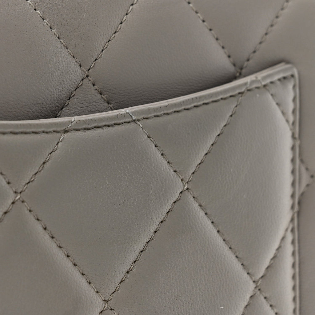 Lambskin Quilted Small Trendy CC Flap Dual Handle Bag Light Grey
