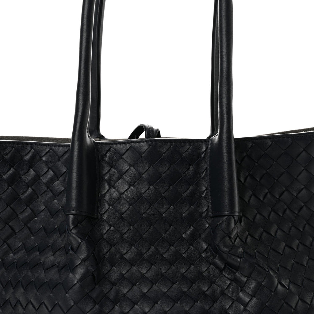 Calfskin Intrecciato Pinacoteca Reversible Tote Midnight Basalt