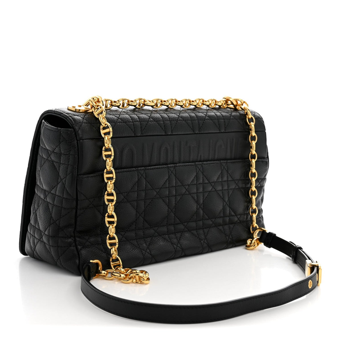 Grained Calfskin Cannage Large Caro Bag Black