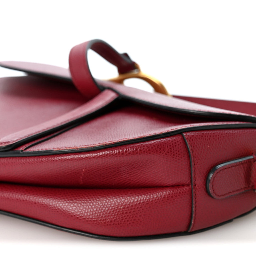 Grained Calfskin Saddle Bag Red