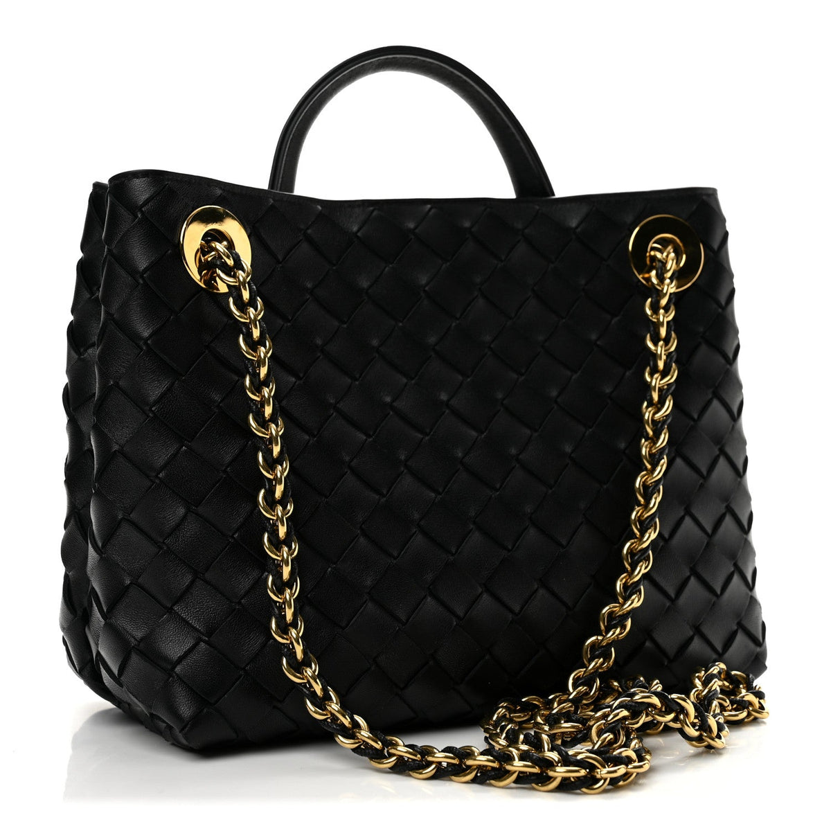 Nappa Intrecciato Small Andiamo With Chain Shoulder Bag Black