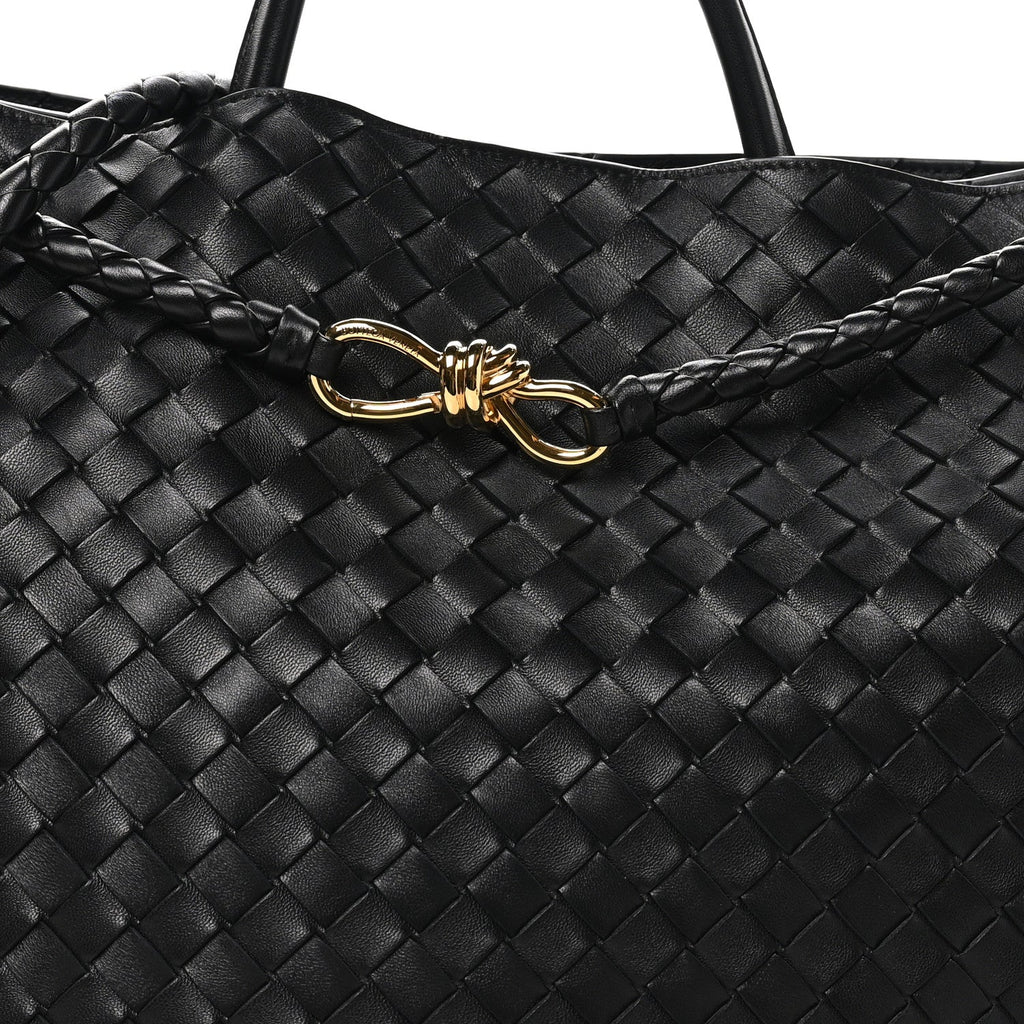 Nappa Intrecciato Large Andiamo Shoulder Bag Black