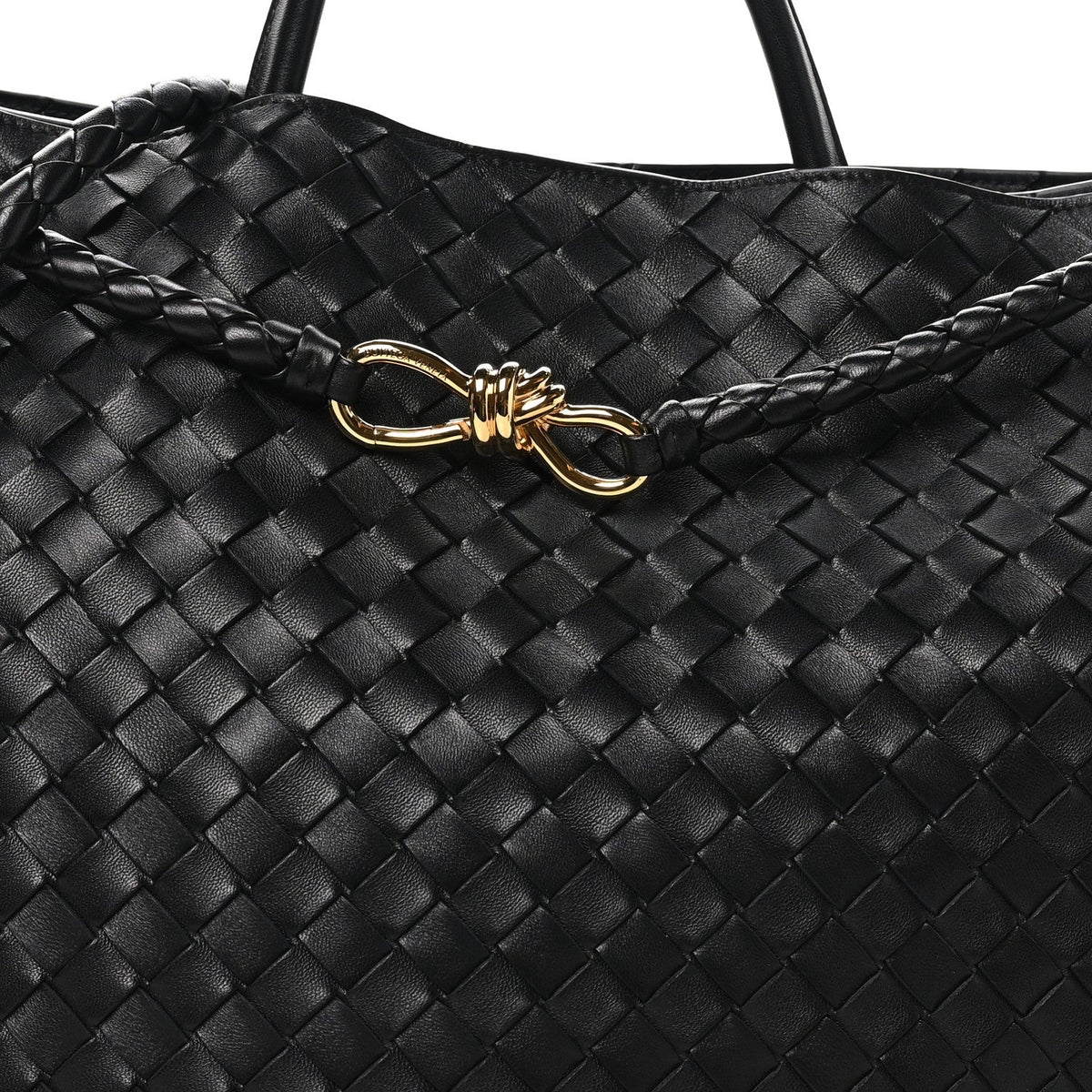 Nappa Intrecciato Large Andiamo Shoulder Bag Black