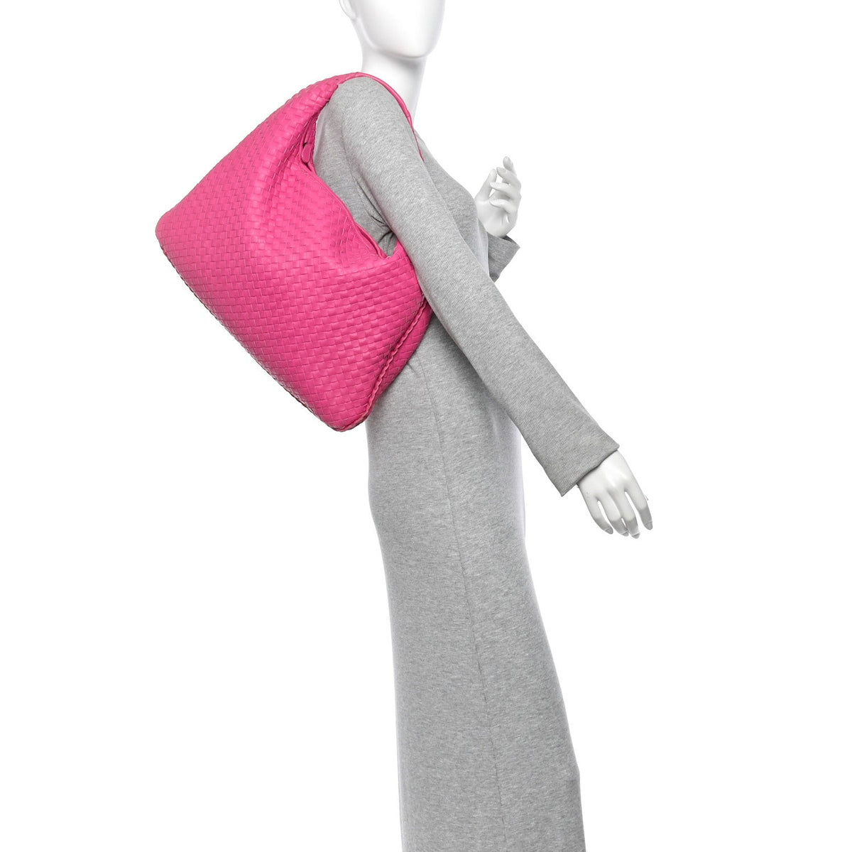 Nappa Intrecciato Medium Veneta Hobo Rosa Shock