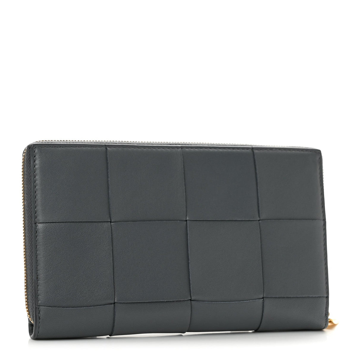 Calfskin Maxi Intrecciato Zip Around Wallet Thunder