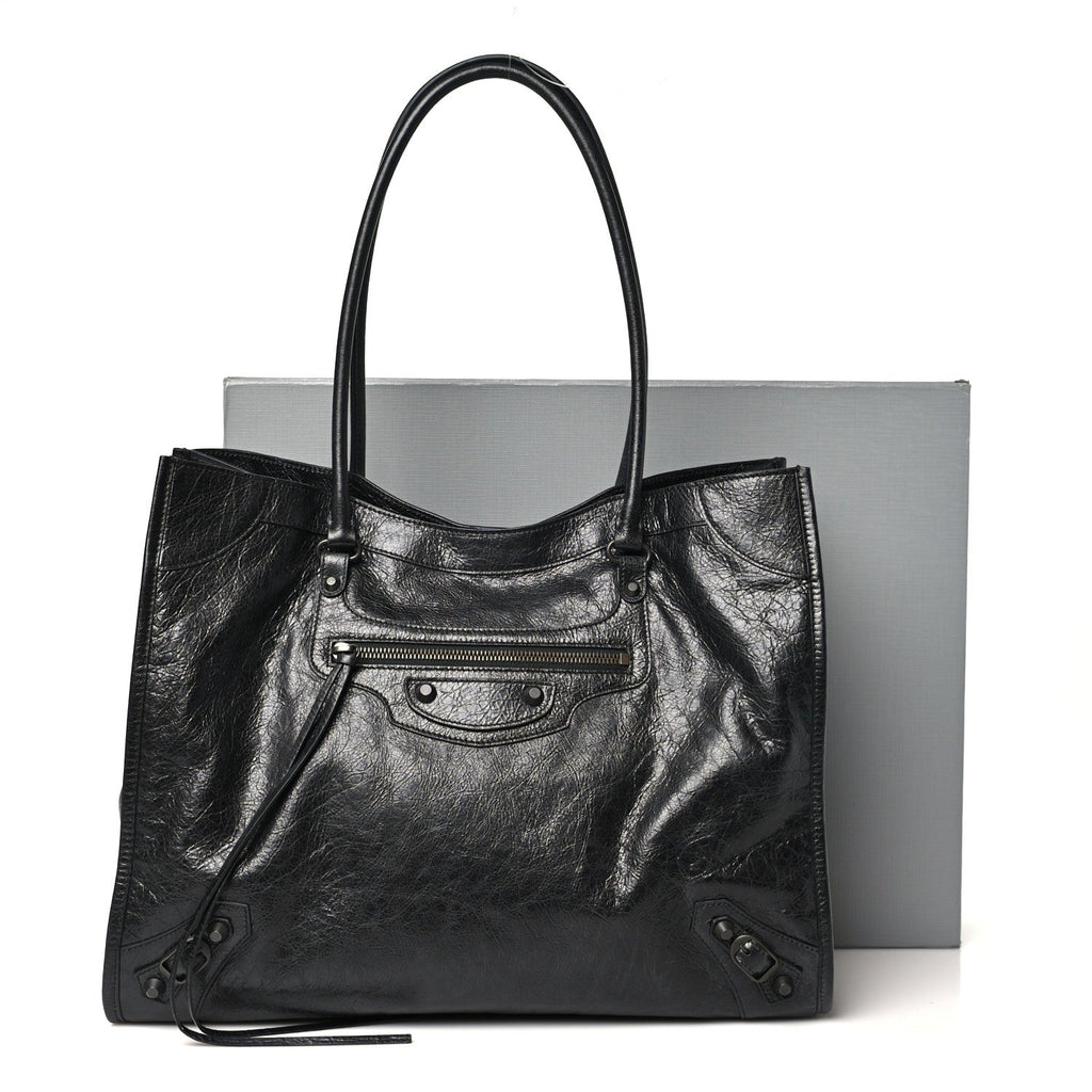 Agneau Arena Classic Hardware Medium Le City Tote Black