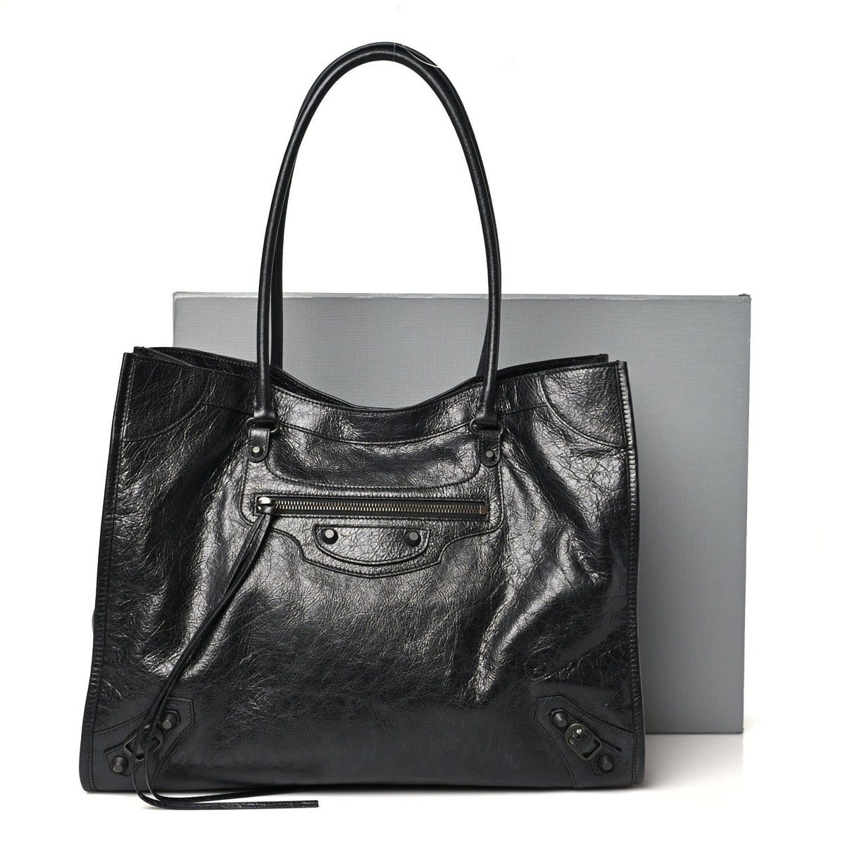 Agneau Arena Classic Hardware Medium Le City Tote Black