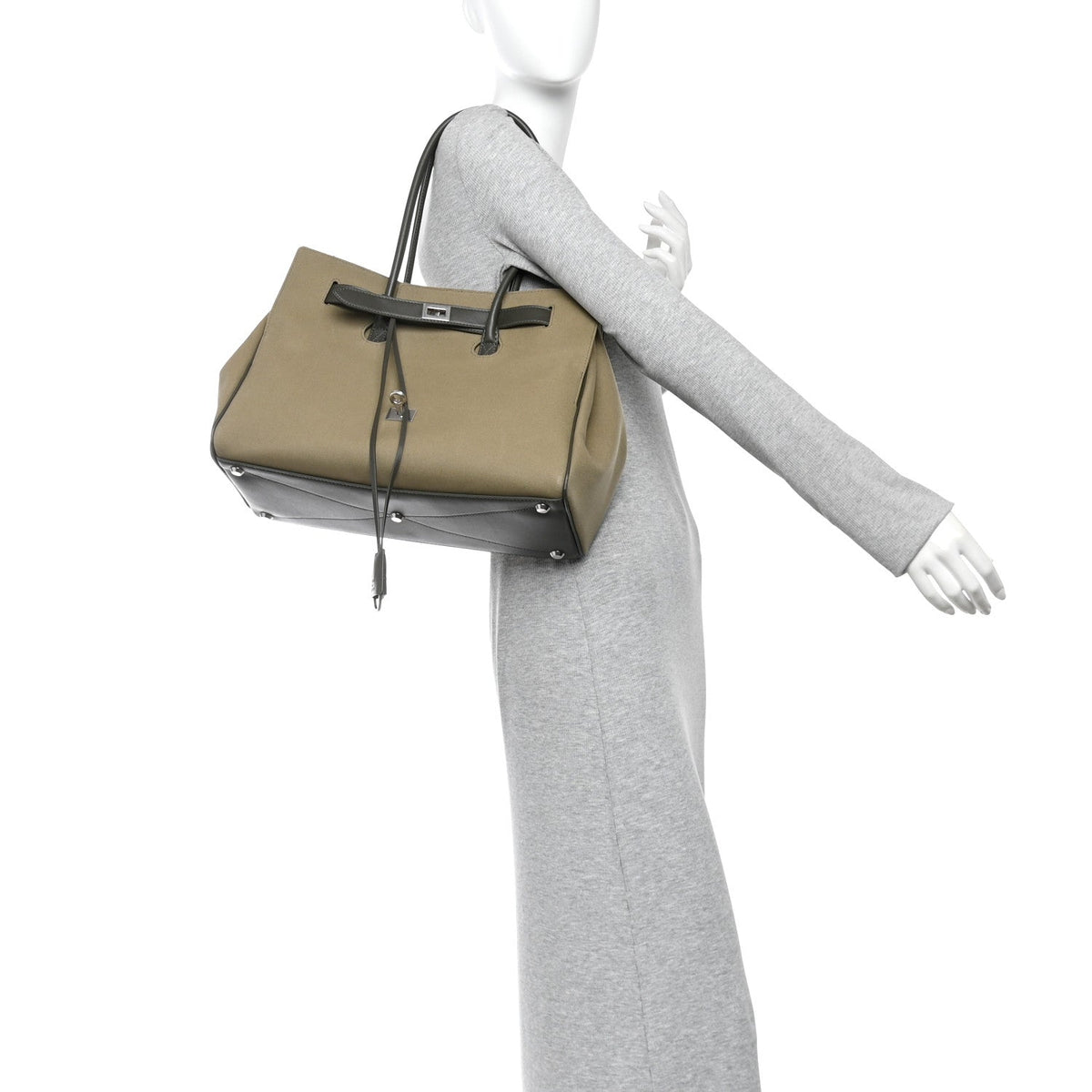 Canvas Smooth Calfskin Medium Bel Air Carry All Bag Khaki