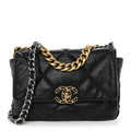 Lambskin Quilted Medium Chanel 19 Flap Black