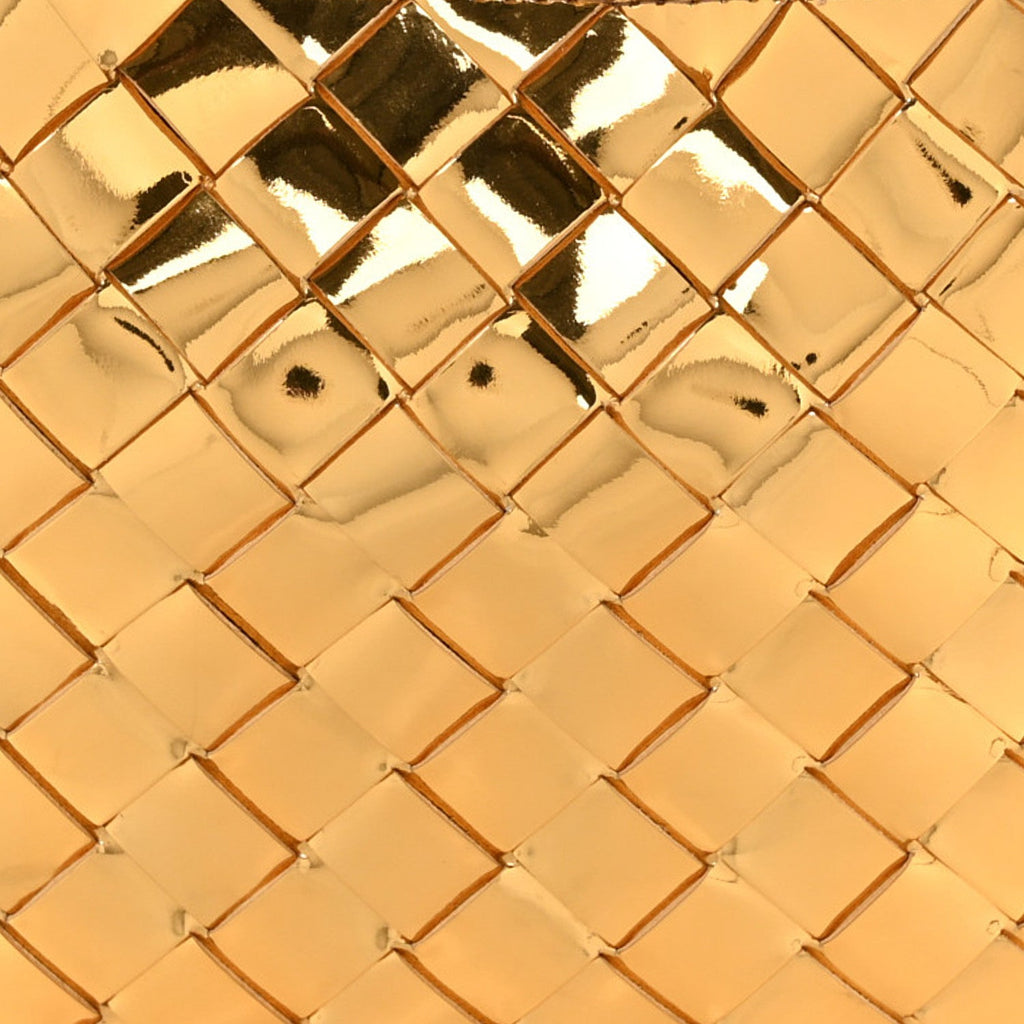 Mirror Laminated Nappa Intrecciato Mini Sardine Bag Gold