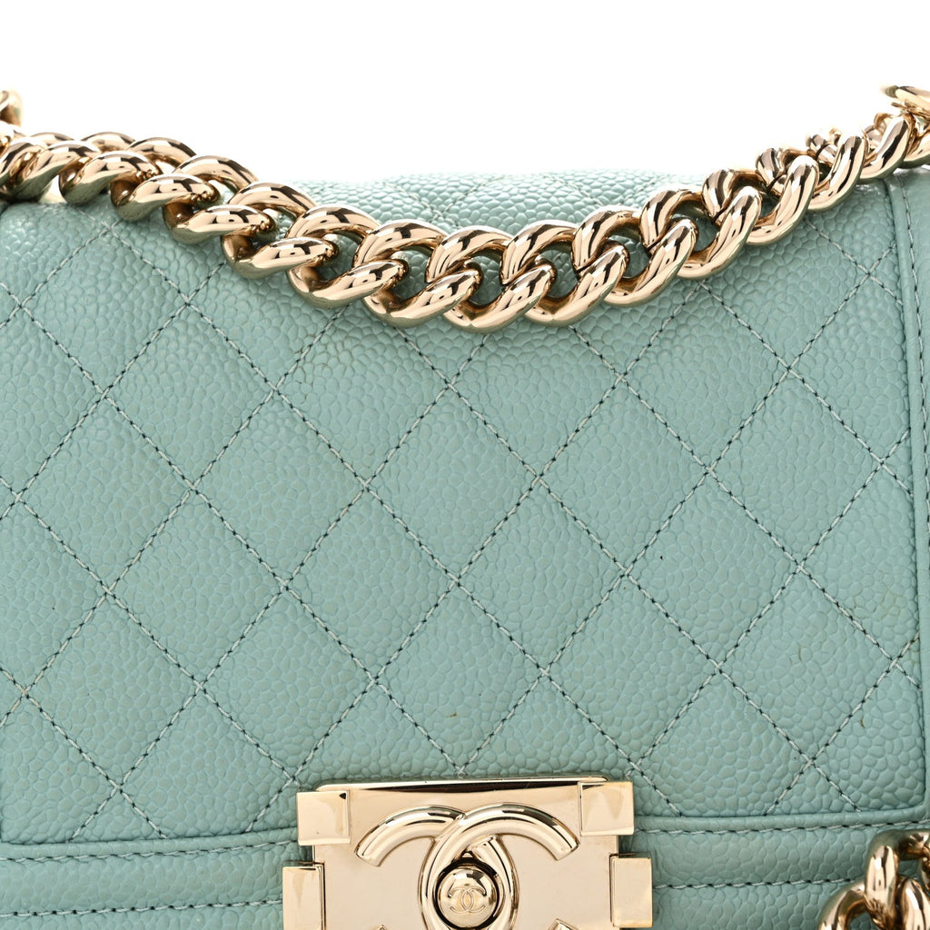 Caviar Quilted Small Boy Flap Light Blue