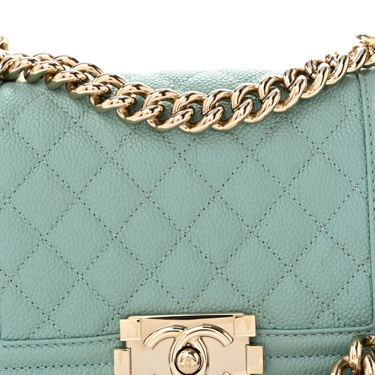 Caviar Quilted Small Boy Flap Light Blue