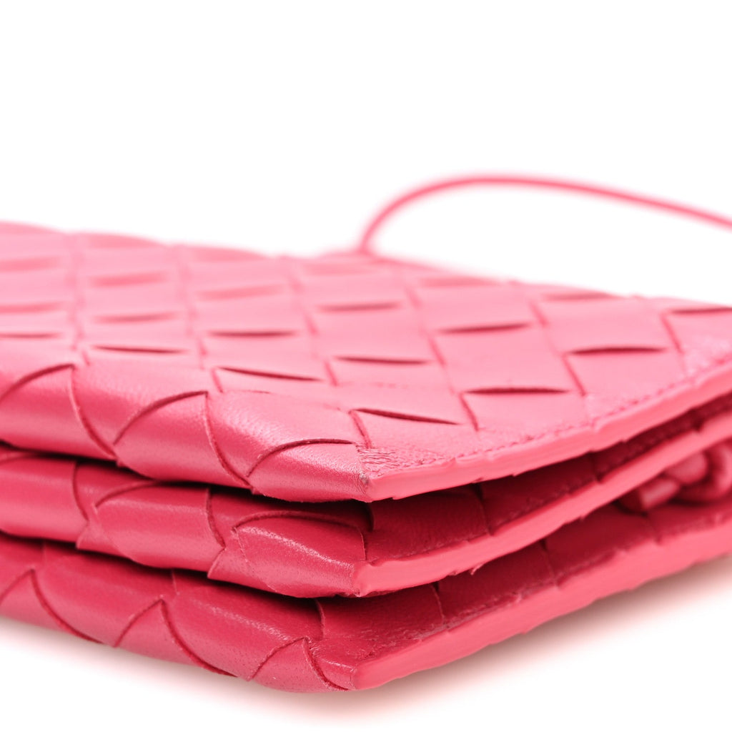 Nappa Intrecciato Wallet On Strap Cranberry