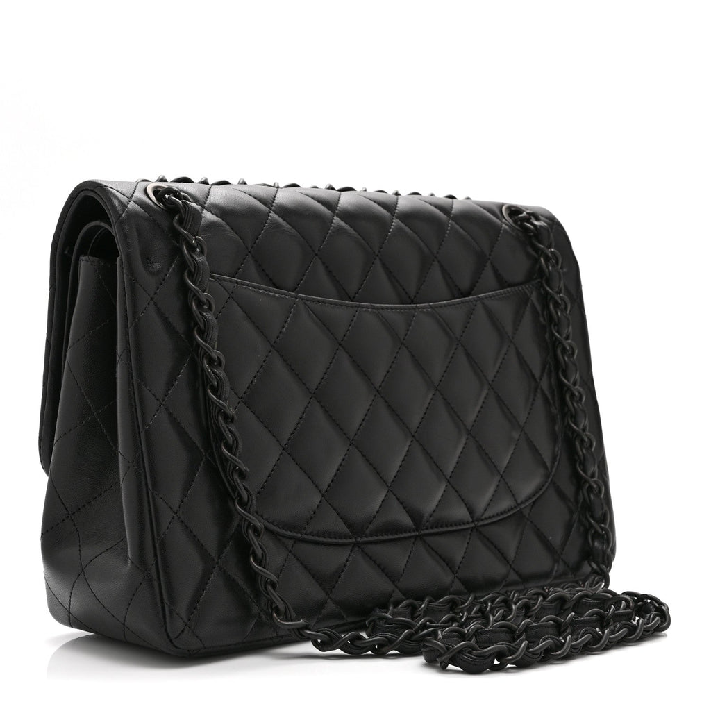 Lambskin Quilted Jumbo Double Flap So Black