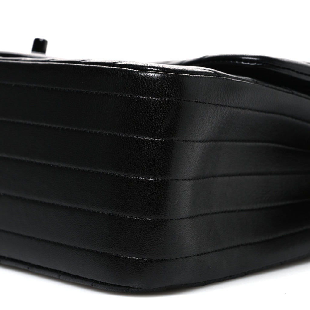Lambskin Chevron Quilted Jumbo Double Flap So Black
