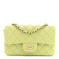 Lambskin Quilted Mini Rectangular Flap Light Green