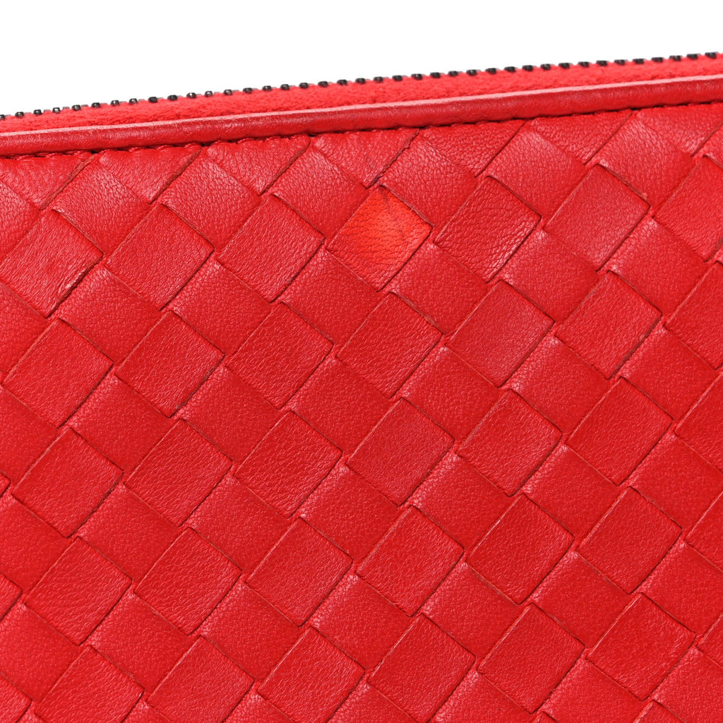 Nappa Intrecciato Zip Around Wallet Red