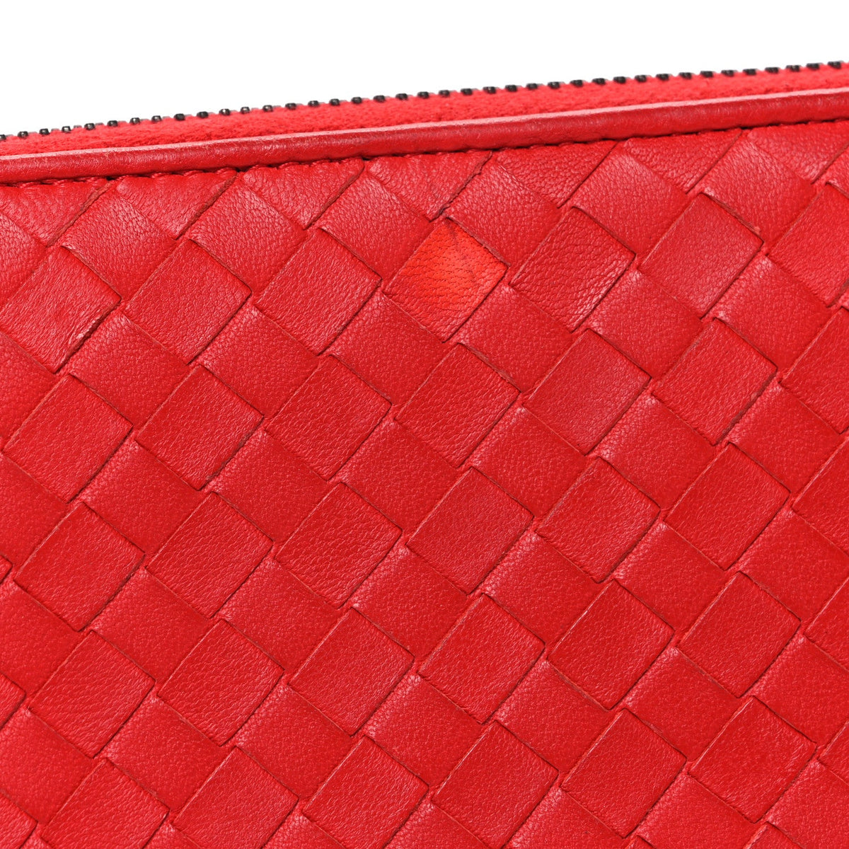 Nappa Intrecciato Zip Around Wallet Red