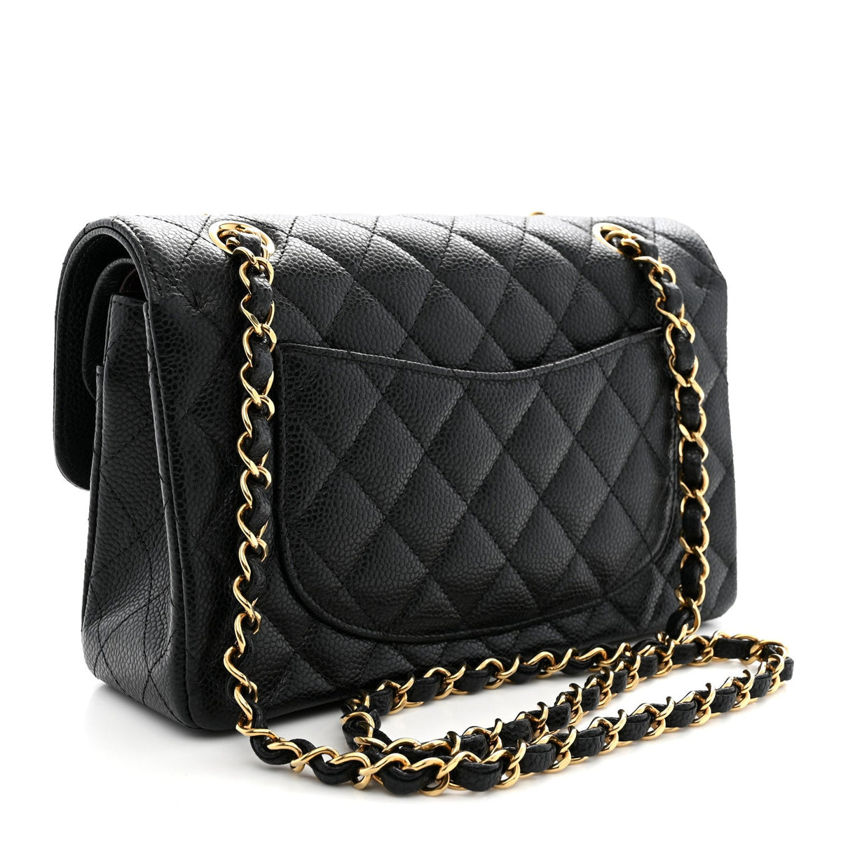 Caviar Quilted Small Double Flap Black
