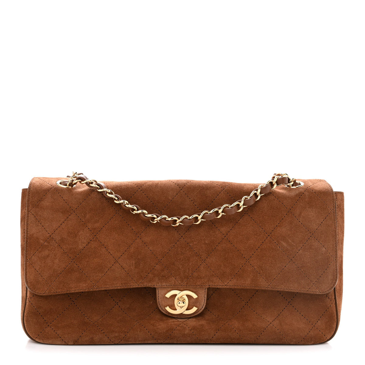 Suede Calfskin Small Souplissimo Maxi Flap Camel