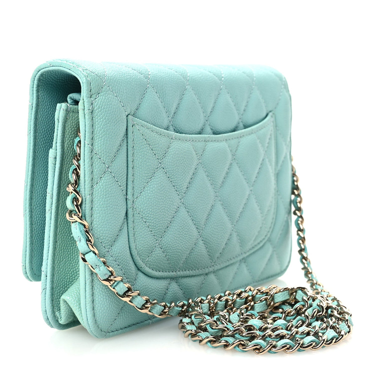 Caviar Quilted Wallet On Chain WOC Turquoise