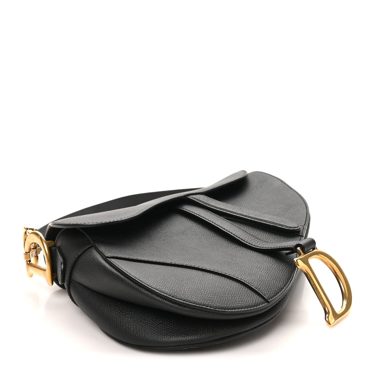 Grained Calfskin Saddle Bag Black