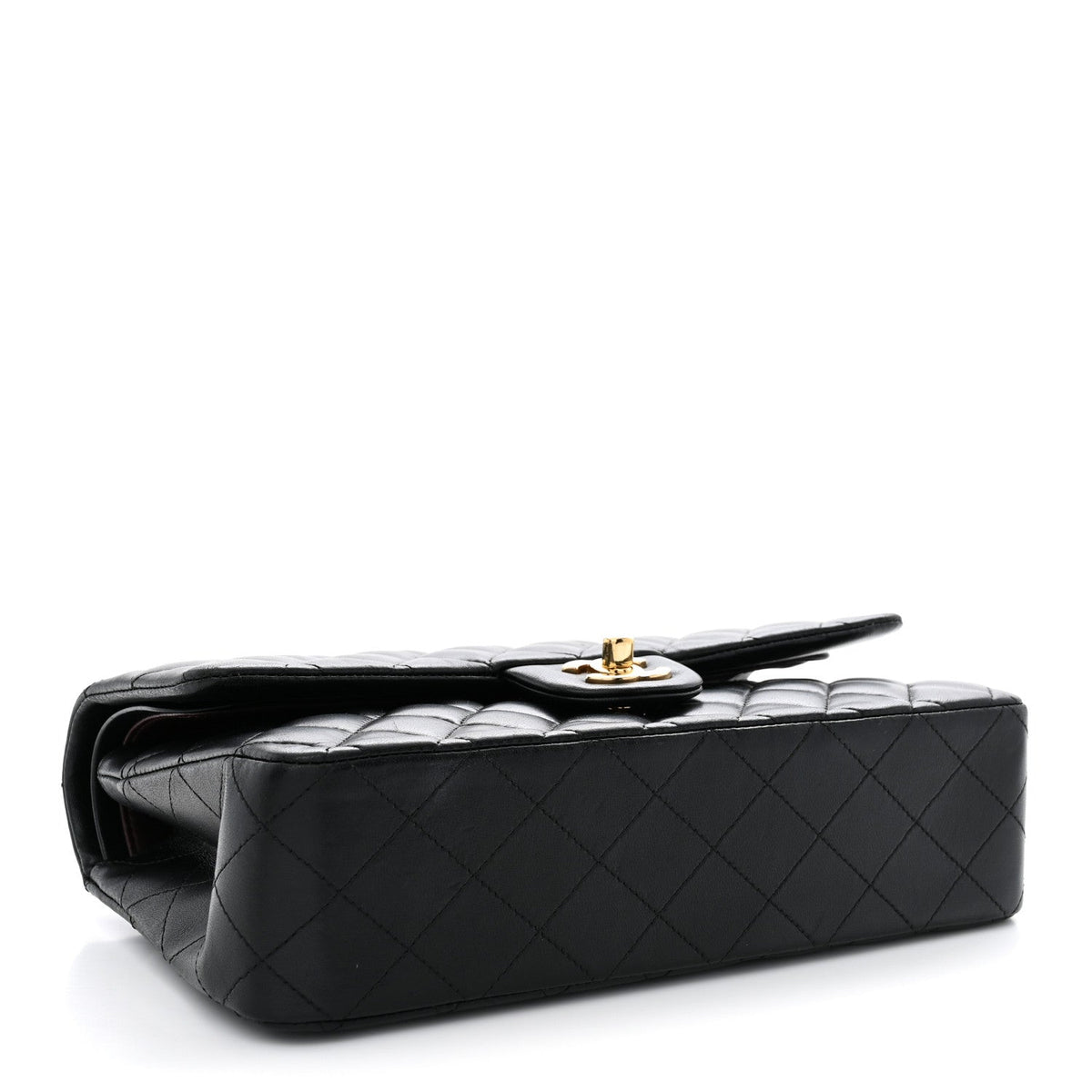 Lambskin Quilted Medium Double Flap Black