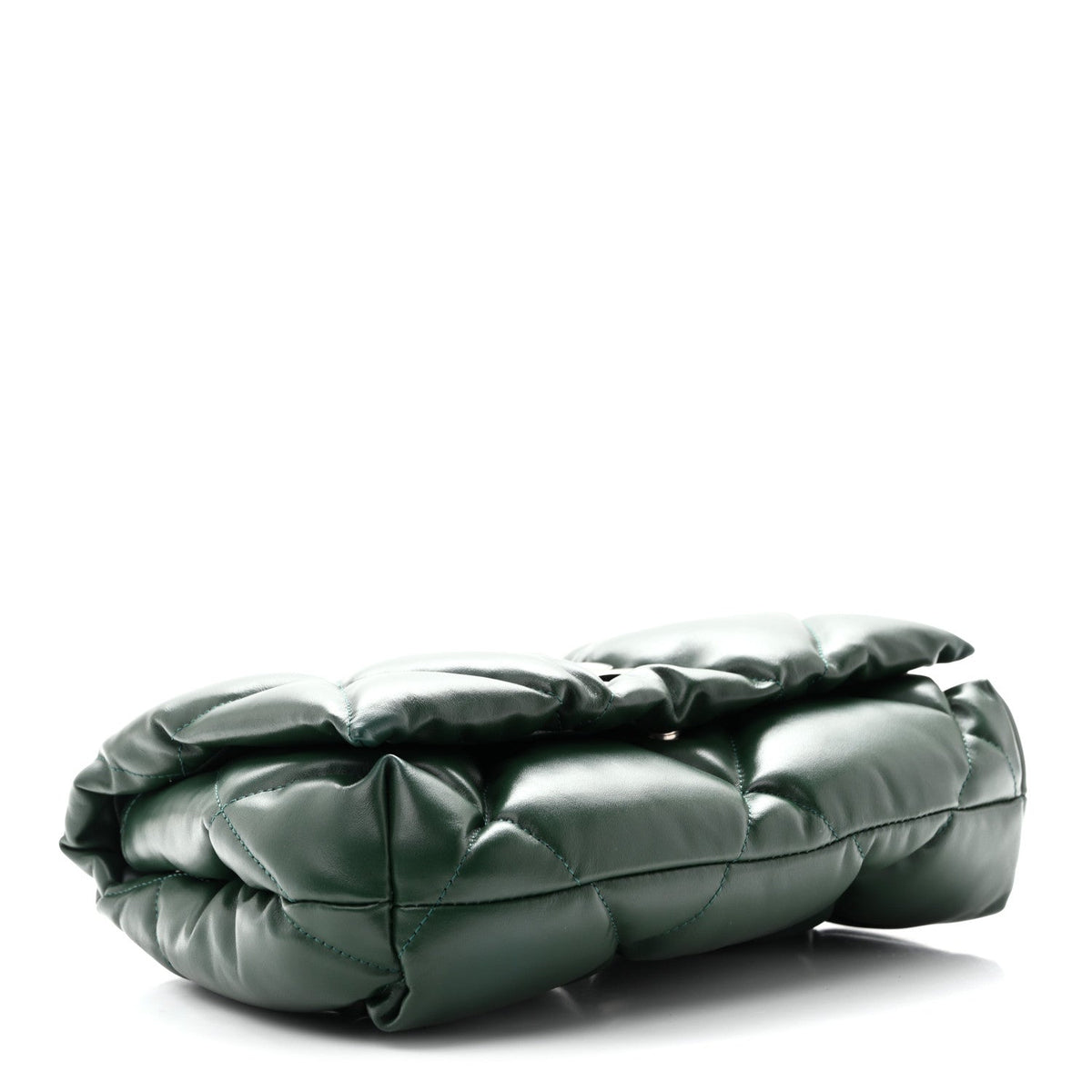 Nappa Calfskin Quilted Touch B Puffy Clutch Forest Green