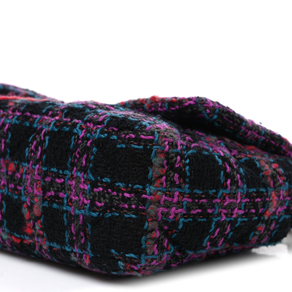 Tweed Quilted Medium Chanel 19 Flap Black Blue Purple