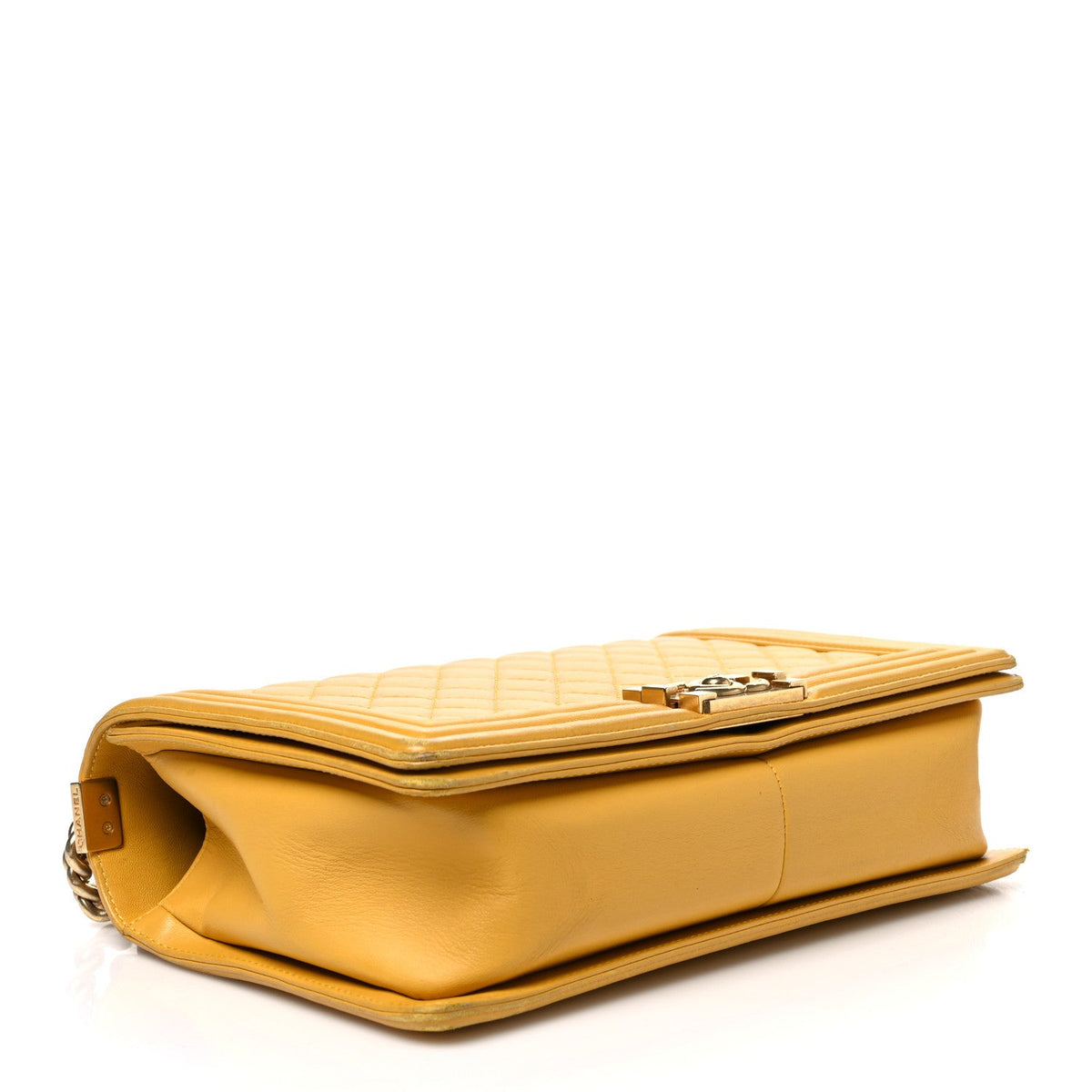 Lambskin Quilted New Medium Boy Flap Yellow