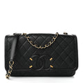 Caviar Quilted Medium CC Filigree Flap Black