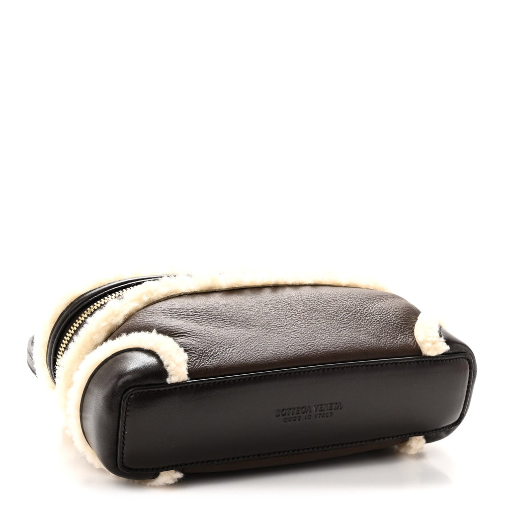 Calfskin Shearling Bang Bang Vanity Case Light Brown Teddy
