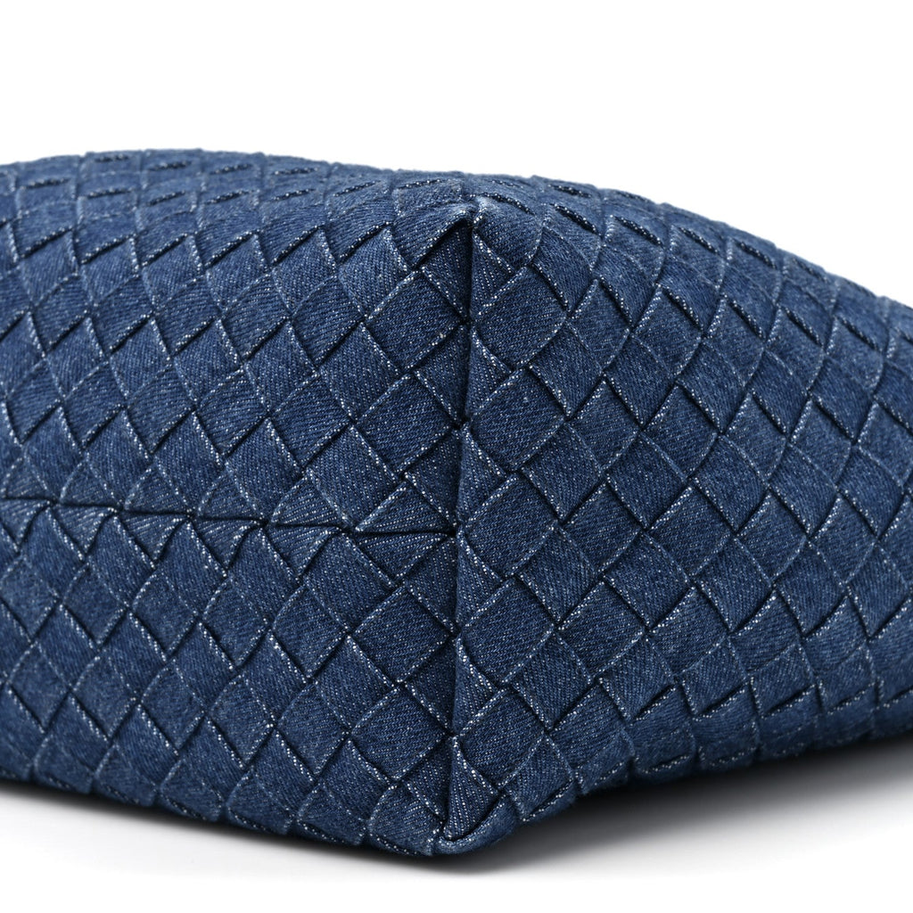 Denim Intrecciato Small Shopper Tote Blue