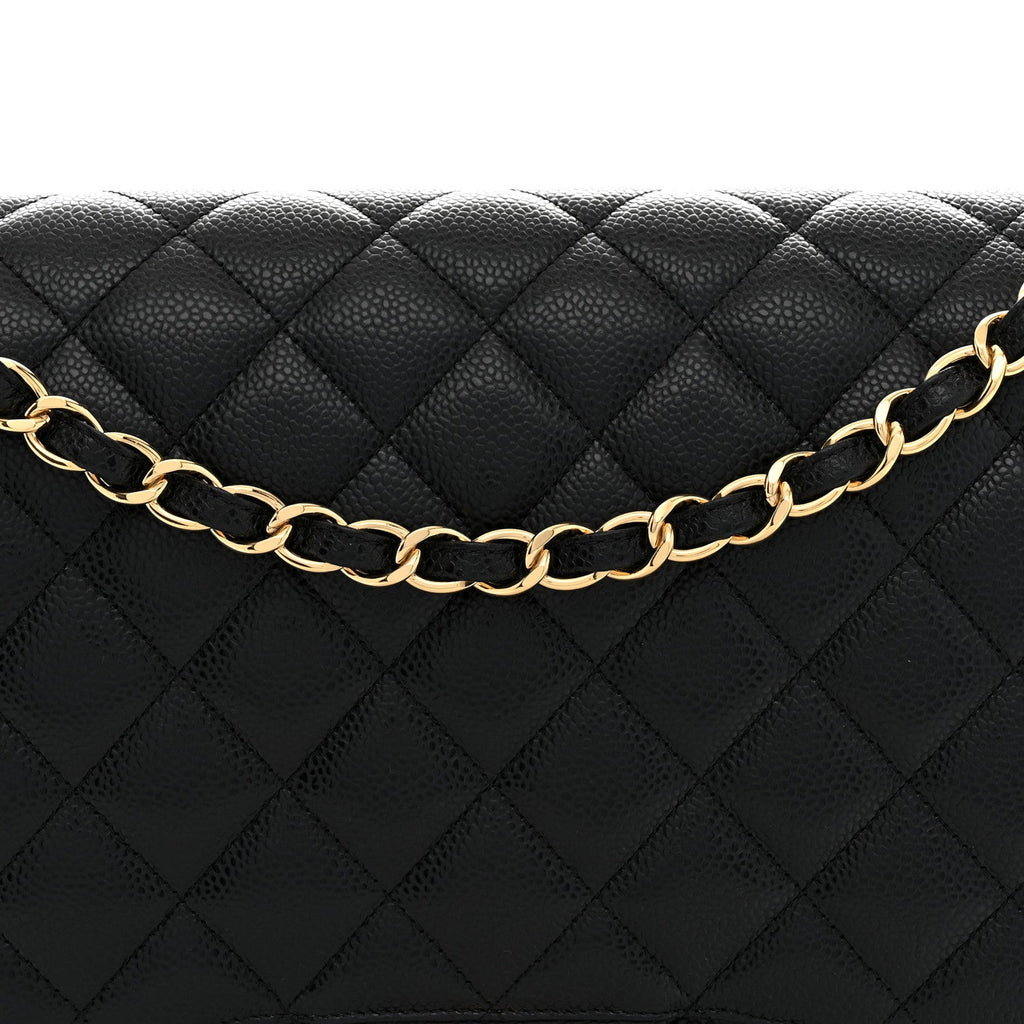 Caviar Quilted Maxi Double Flap Black