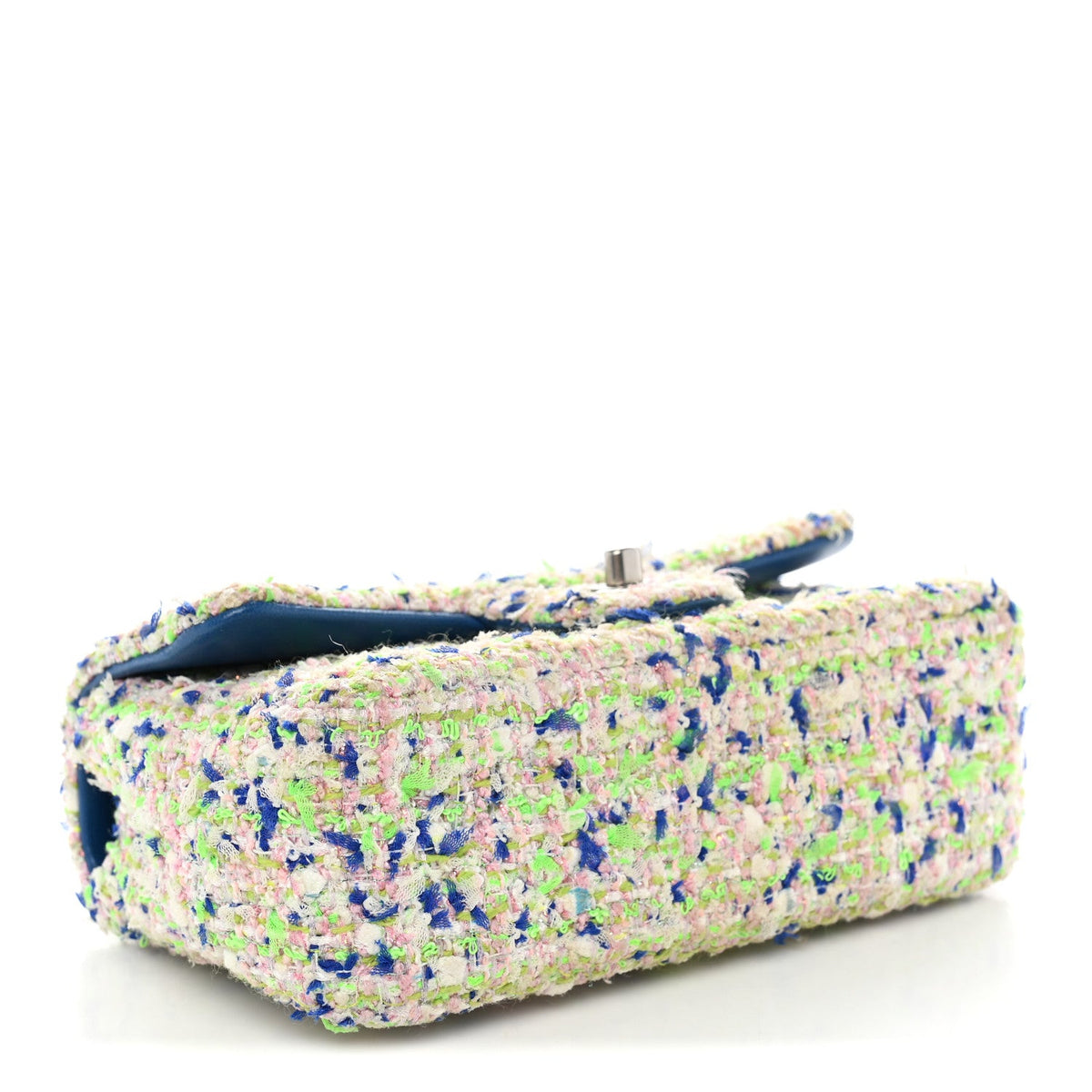 Tweed Quilted Mini Rectangular Flap Blue White Green